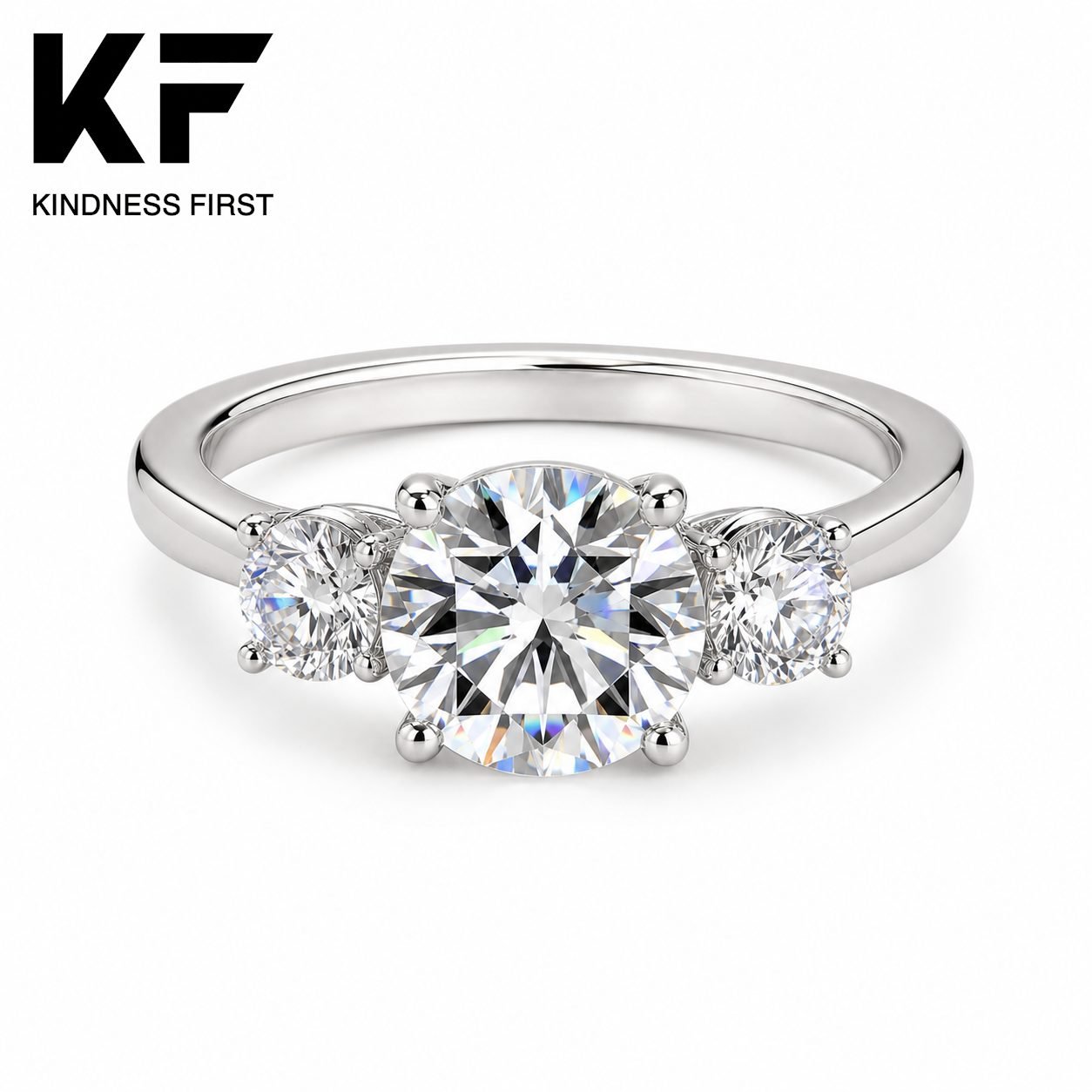 Wholesale 3CT Round Cut Three Stone Moissanite Ring 925 Sterling Silver Classic Engagement Jewelry view 3