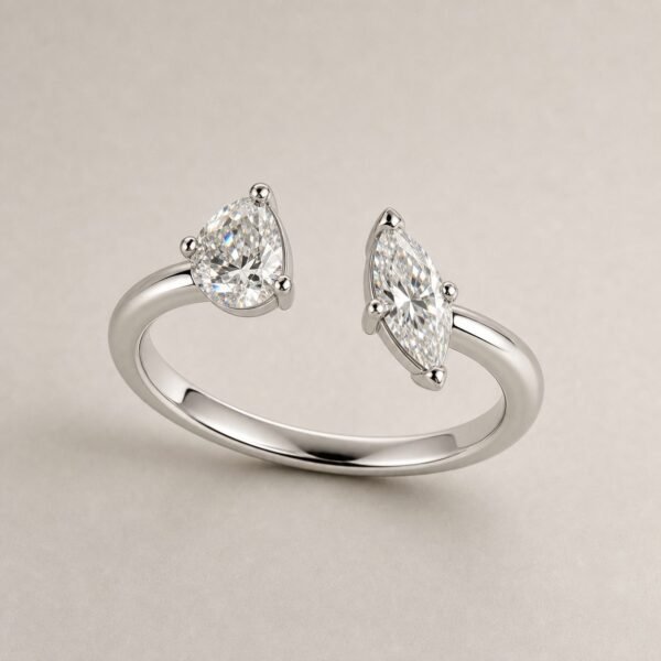 Wholesale Pear and Marquise Cut Moissanite Wrap Ring 925 Sterling Silver Open Band Modern Jewelry - P040 product image 1