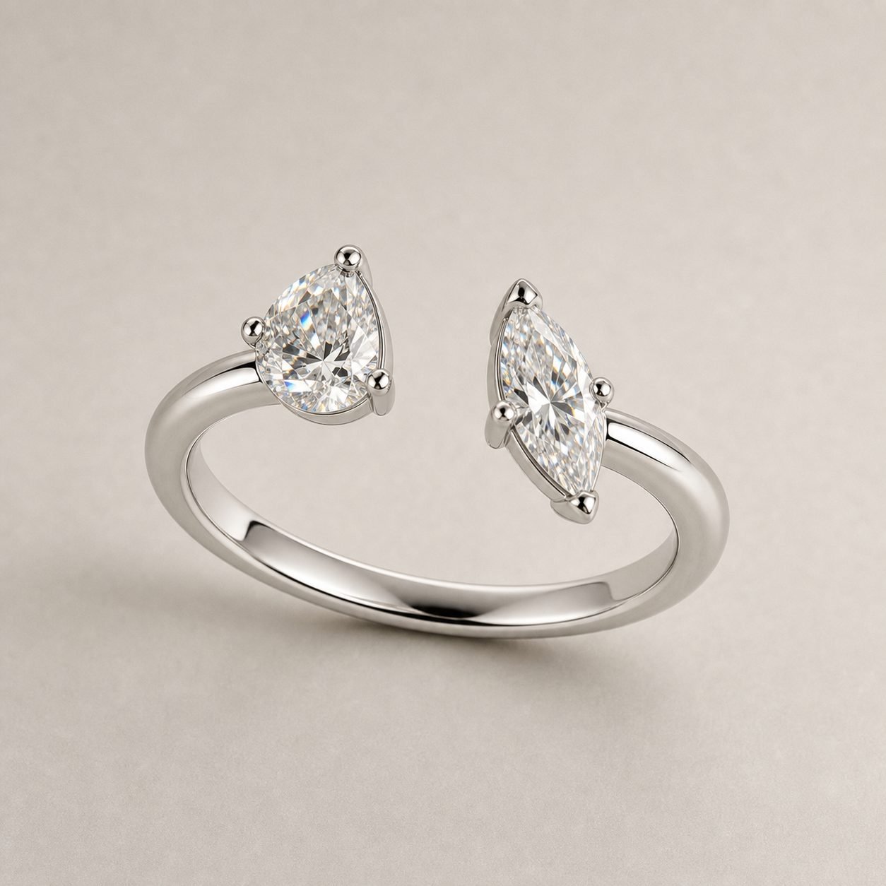 Wholesale Pear and Marquise Cut Moissanite Wrap Ring 925 Sterling Silver Open Band Modern Jewelry - P040 product image 1