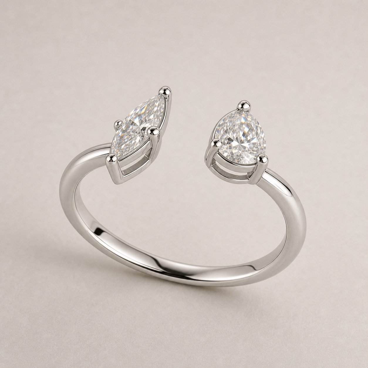 Wholesale Pear and Marquise Cut Moissanite Wrap Ring 925 Sterling Silver Open Band Modern Jewelry view 4