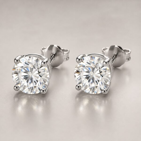 Wholesale Round Cut Four Prong Moissanite Stud Earrings 925 Sterling Silver Classic Women Jewelry - P041 product image 1