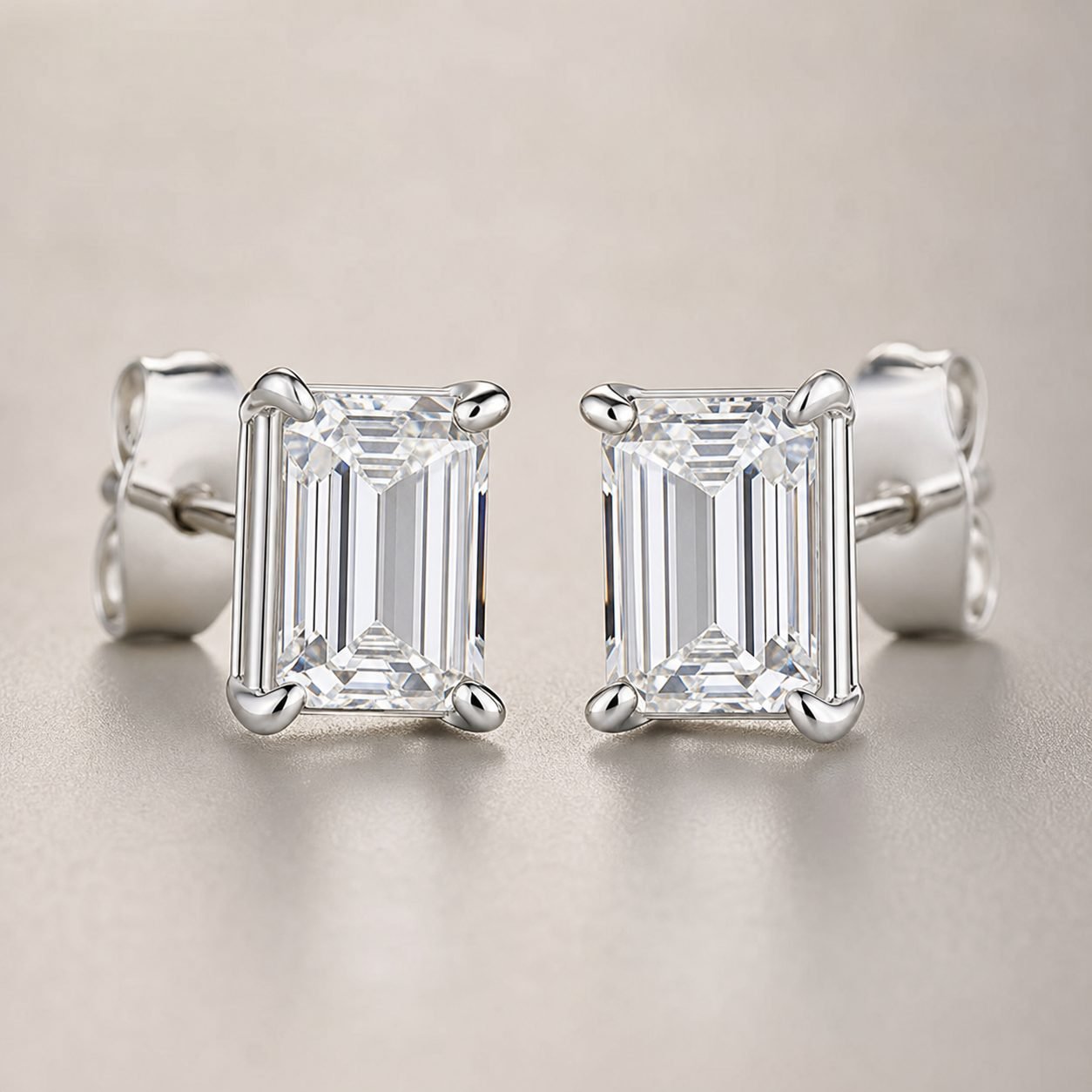 Wholesale Emerald Cut Moissanite Stud Earrings 925 Sterling Silver Four Prong Fine Jewelry - P042 product image 1