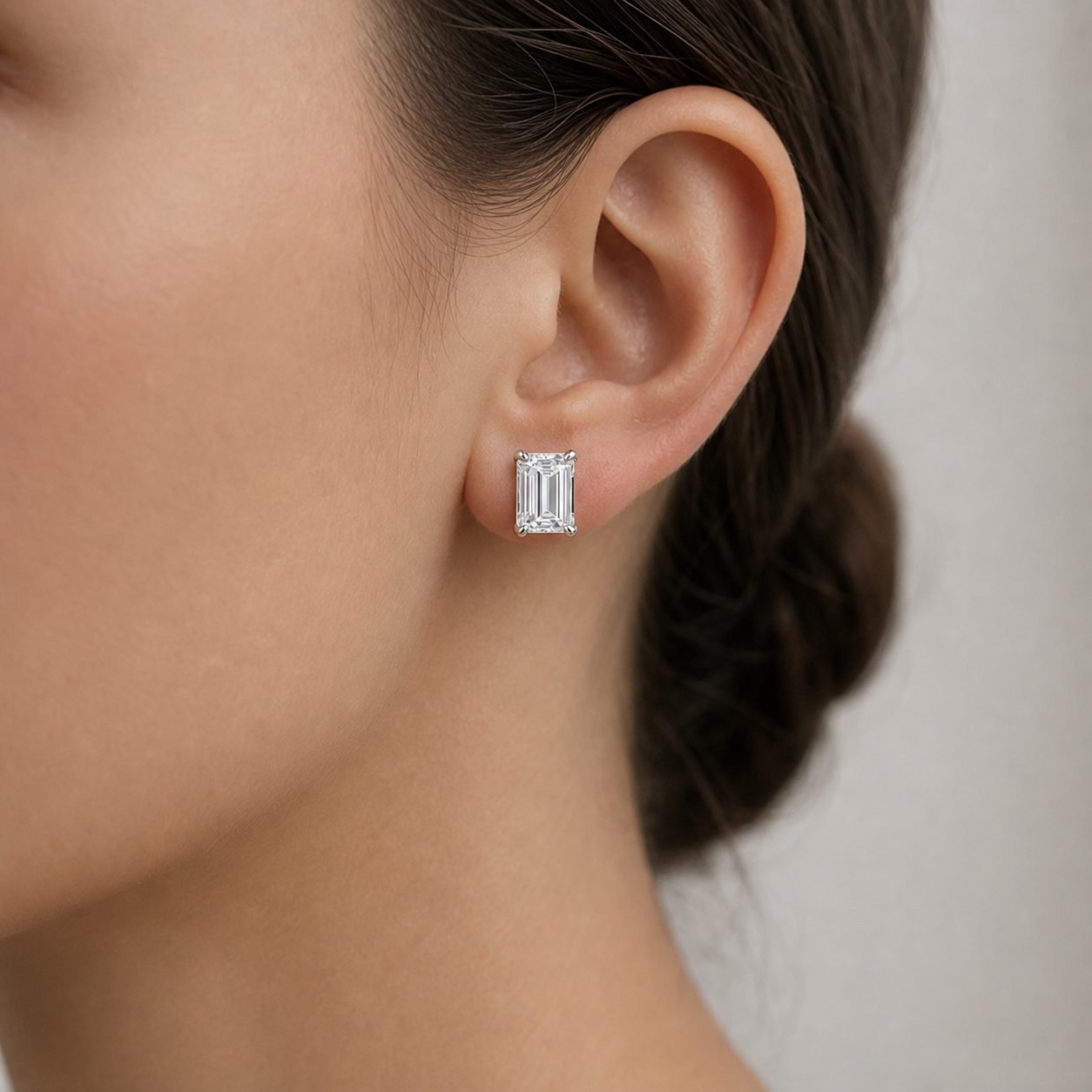 Wholesale Emerald Cut Moissanite Stud Earrings 925 Sterling Silver Four Prong Fine Jewelry view 2