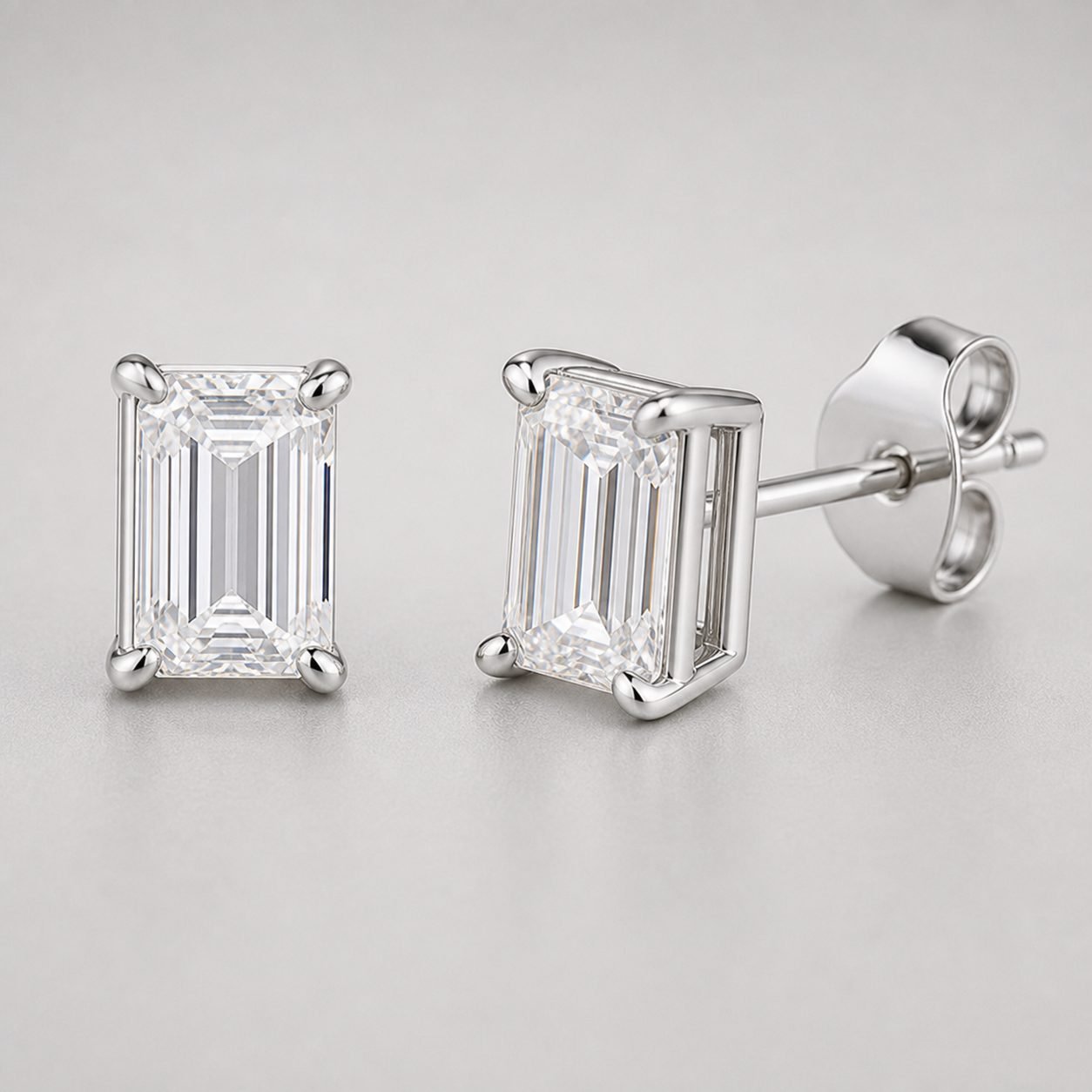 Wholesale Emerald Cut Moissanite Stud Earrings 925 Sterling Silver Four Prong Fine Jewelry view 4