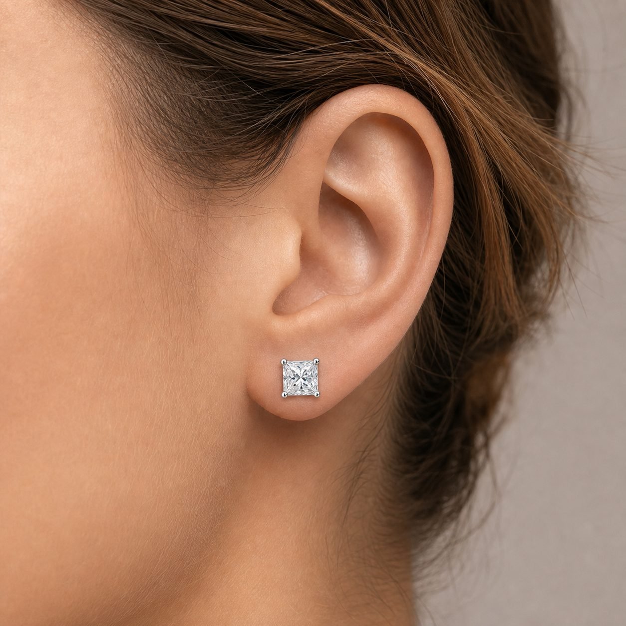 Wholesale Princess Cut Moissanite Stud Earrings 925 Sterling Silver Square Stone Fine Jewelry view 2