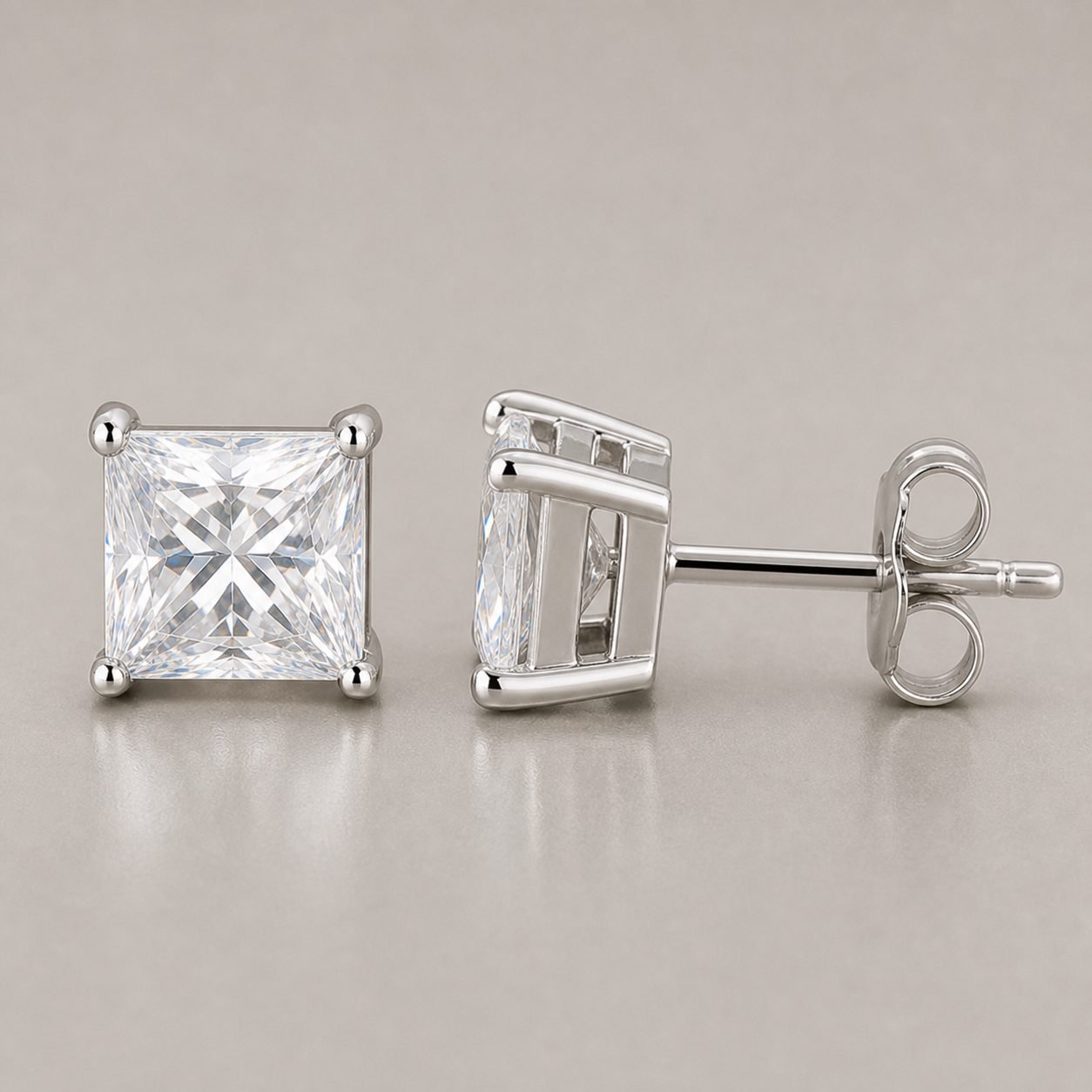 Wholesale Princess Cut Moissanite Stud Earrings 925 Sterling Silver Square Stone Fine Jewelry view 4
