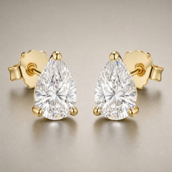 Wholesale Pear Cut Moissanite Stud Earrings Gold Tone 925 Sterling Silver Teardrop Women Jewelry - P044 product image 1