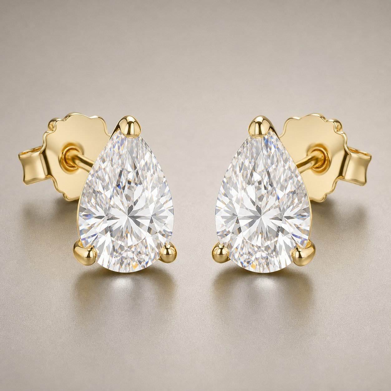 Wholesale Pear Cut Moissanite Stud Earrings Gold Tone 925 Sterling Silver Teardrop Women Jewelry - P044 product image 1