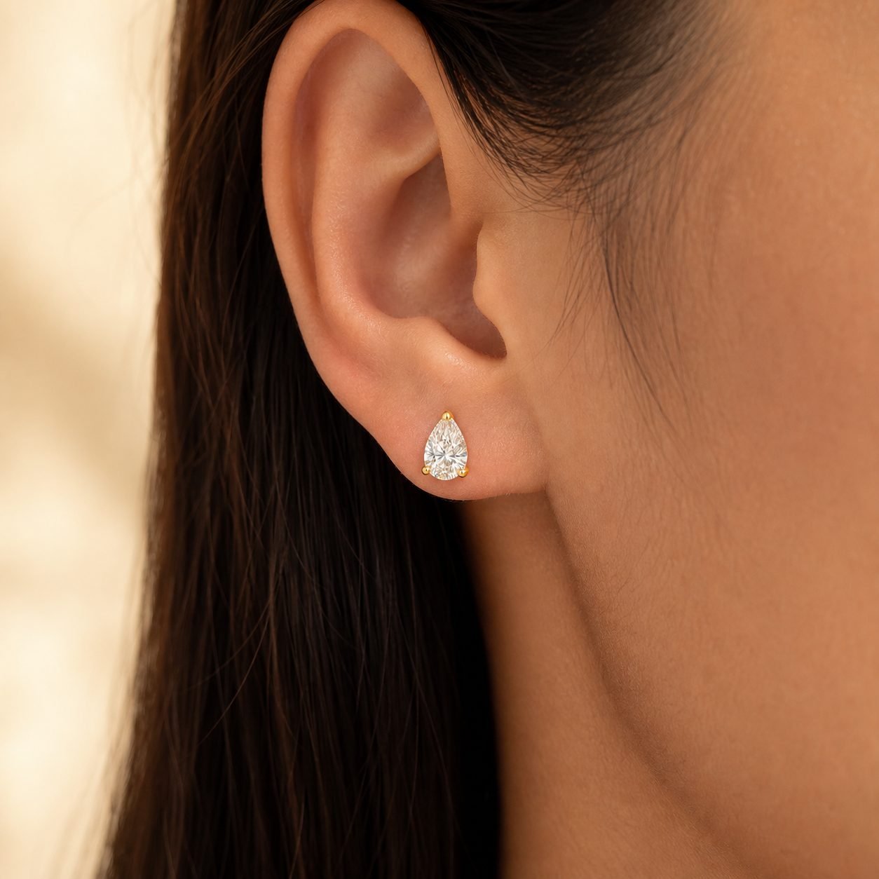 Wholesale Pear Cut Moissanite Stud Earrings Gold Tone 925 Sterling Silver Teardrop Women Jewelry view 2