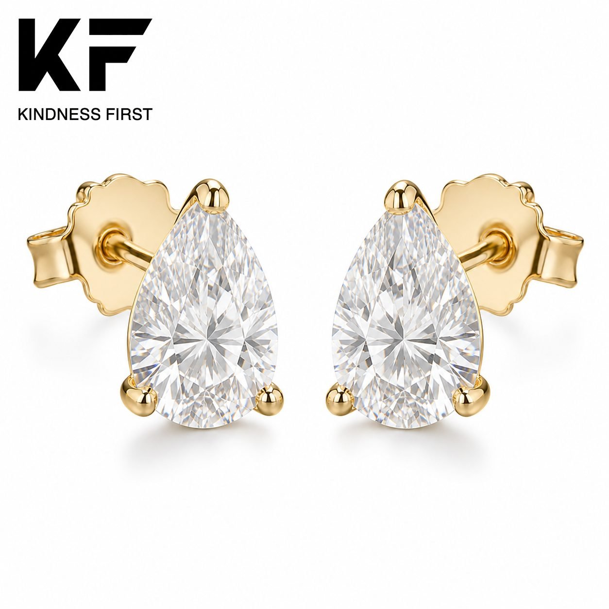 Wholesale Pear Cut Moissanite Stud Earrings Gold Tone 925 Sterling Silver Teardrop Women Jewelry view 3