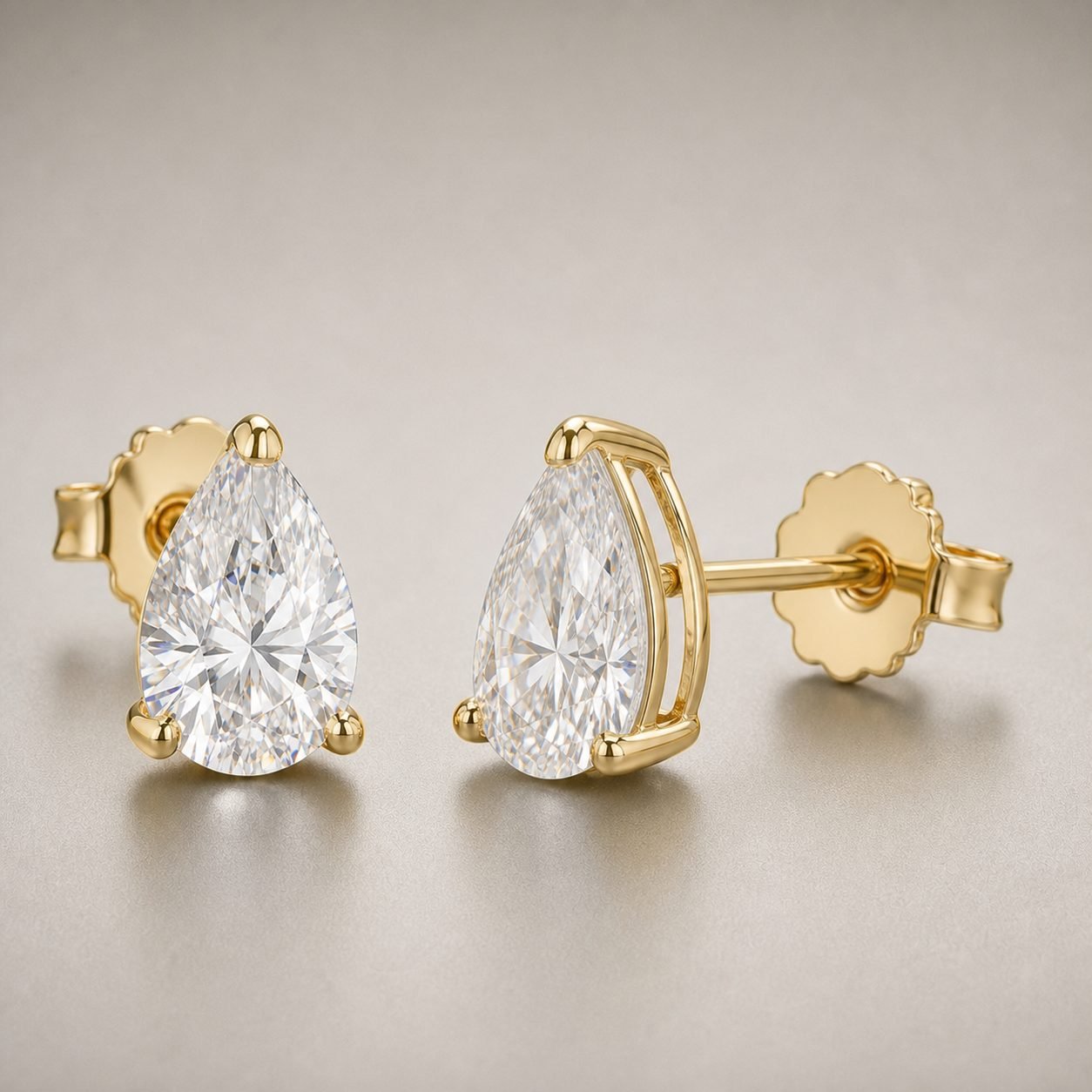 Wholesale Pear Cut Moissanite Stud Earrings Gold Tone 925 Sterling Silver Teardrop Women Jewelry view 4