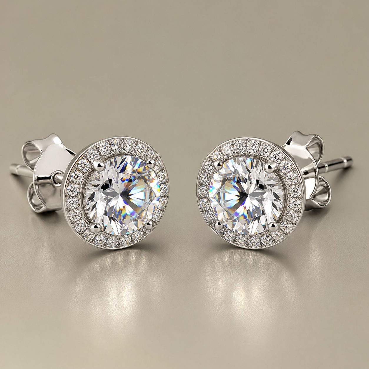 Wholesale Round Cut Halo Moissanite Stud Earrings 925 Sterling Silver Bridal Fine Jewelry - P045 product image 1