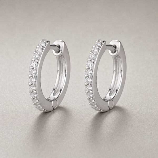 Wholesale Pave Moissanite Huggie Hoop Earrings 925 Sterling Silver Small Hoop Fine Jewelry - P048 product image 1