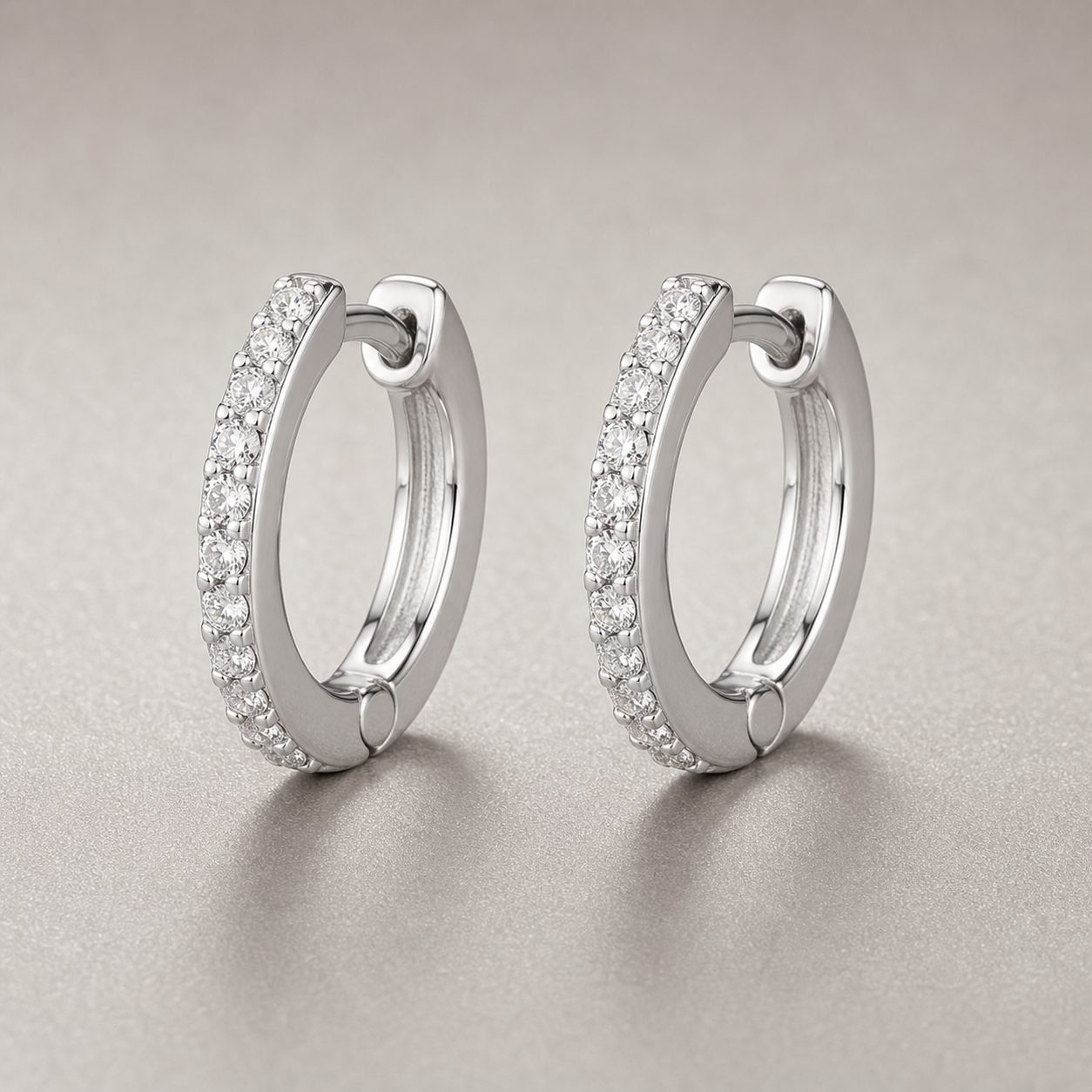 Wholesale Pave Moissanite Huggie Hoop Earrings 925 Sterling Silver Small Hoop Fine Jewelry - P048 product image 1