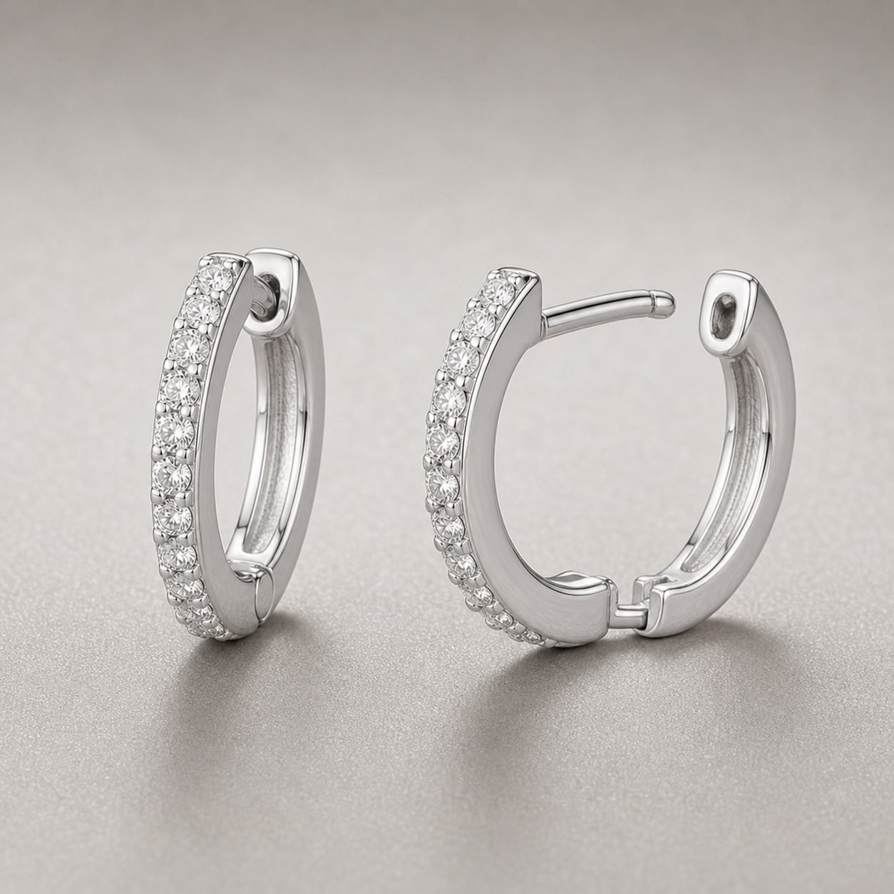 Wholesale Pave Moissanite Huggie Hoop Earrings 925 Sterling Silver Small Hoop Fine Jewelry view 4