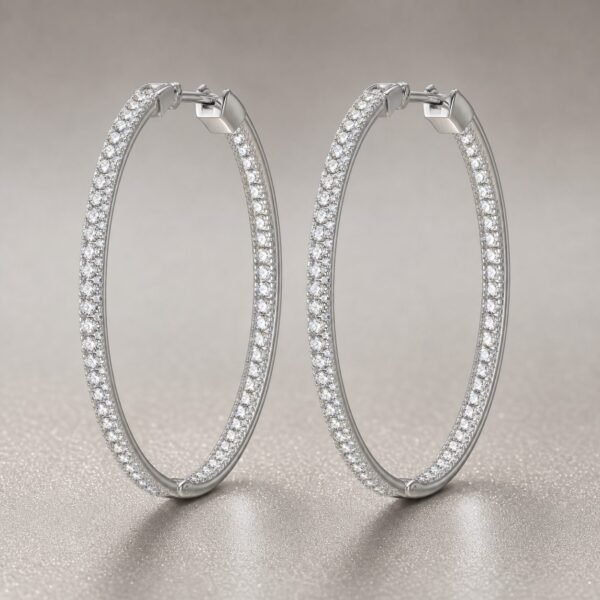 Wholesale Inside Out Moissanite Hoop Earrings 925 Sterling Silver Large Iced Out Statement Jewelry - P049 product image 1