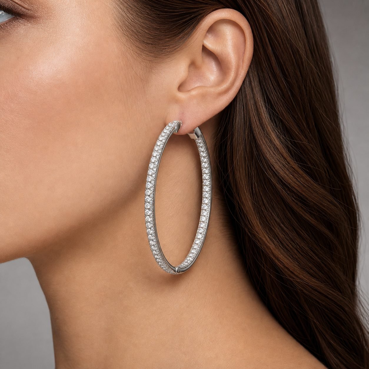 Wholesale Inside Out Moissanite Hoop Earrings 925 Sterling Silver Large Iced Out Statement Jewelry view 2