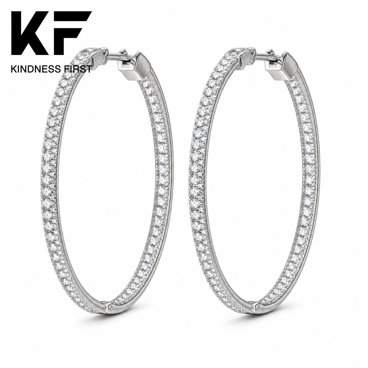 Wholesale Inside Out Moissanite Hoop Earrings 925 Sterling Silver Large Iced Out Statement Jewelry view 3
