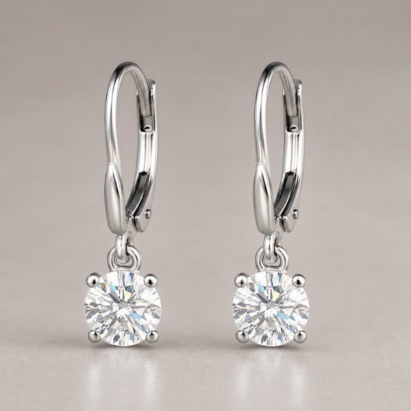 Wholesale Round Cut Moissanite Drop Earrings 925 Sterling Silver Solitaire Dangle Jewelry - P050 product image 1