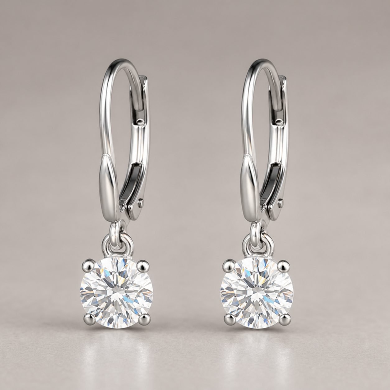 Wholesale Round Cut Moissanite Drop Earrings 925 Sterling Silver Solitaire Dangle Jewelry - P050 product image 1