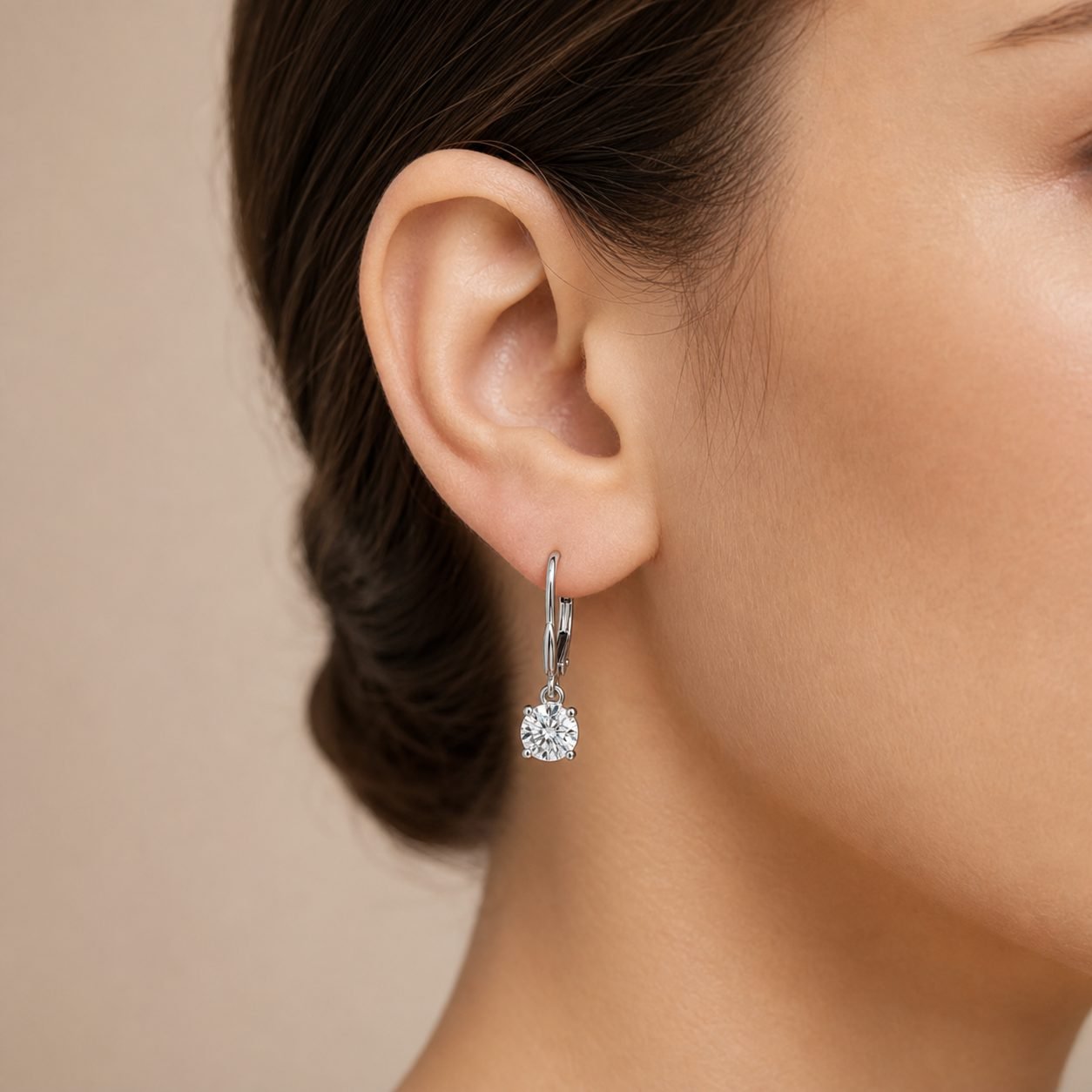 Wholesale Round Cut Moissanite Drop Earrings 925 Sterling Silver Solitaire Dangle Jewelry view 2
