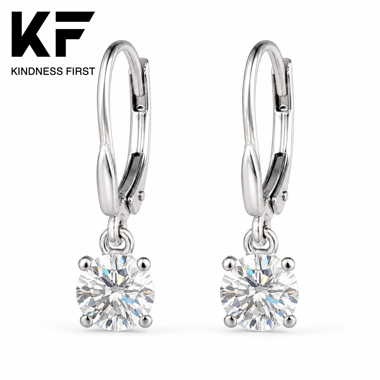 Wholesale Round Cut Moissanite Drop Earrings 925 Sterling Silver Solitaire Dangle Jewelry view 3