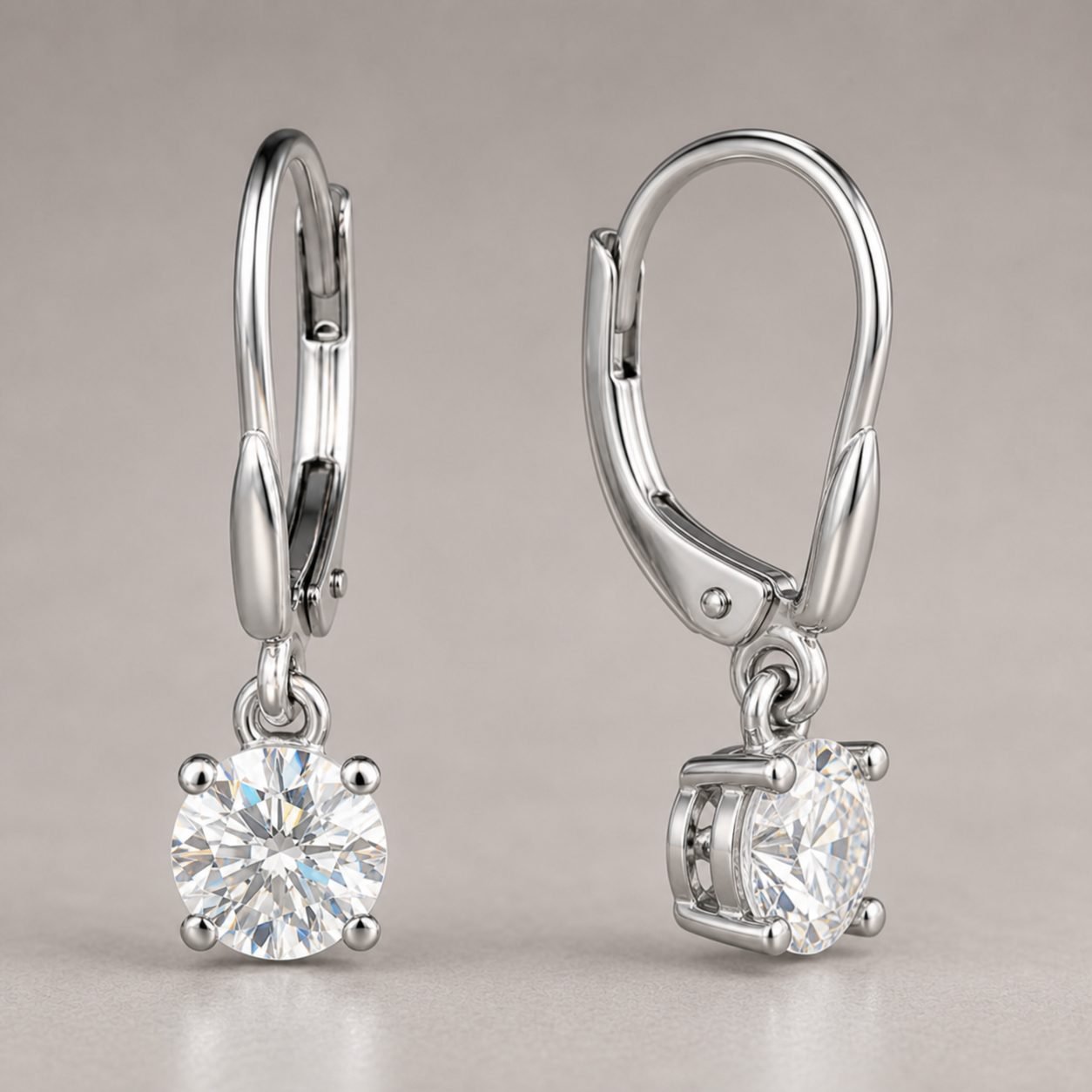 Wholesale Round Cut Moissanite Drop Earrings 925 Sterling Silver Solitaire Dangle Jewelry view 4