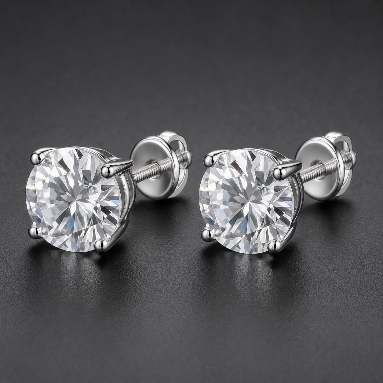 Wholesale 8mm Round Moissanite Screw Back Stud Earrings 925 Sterling Silver Mens Hip Hop Jewelry - P053 product image 1