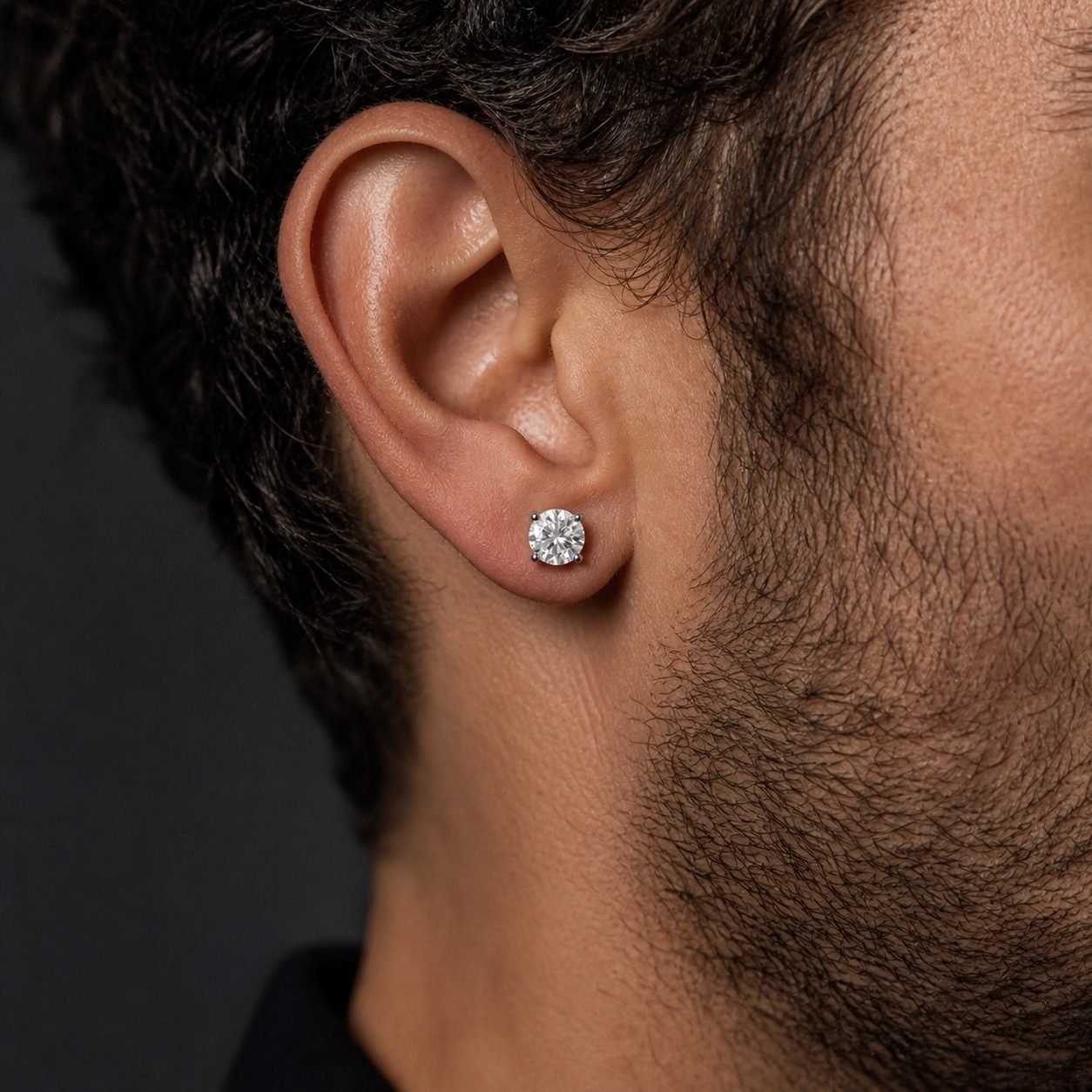 Wholesale 8mm Round Moissanite Screw Back Stud Earrings 925 Sterling Silver Mens Hip Hop Jewelry view 2
