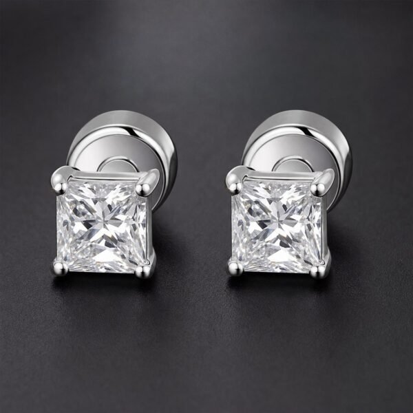 Wholesale Square Moissanite Magnetic Stud Earrings 925 Sterling Silver No Piercing Mens Jewelry - P054 product image 1