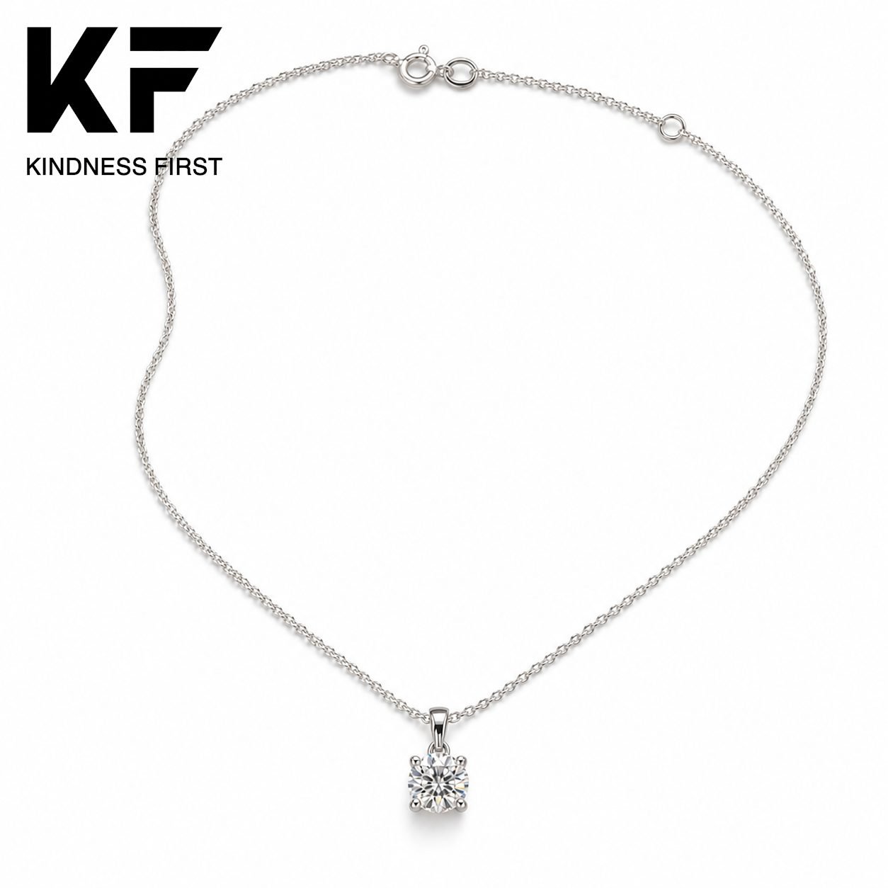Wholesale Round Cut Moissanite Solitaire Pendant Necklace 925 Sterling Silver Four Prong Fine Jewelry view 3