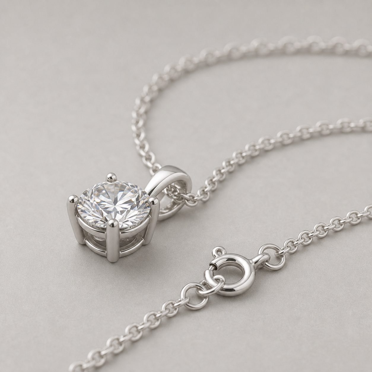 Wholesale Round Cut Moissanite Solitaire Pendant Necklace 925 Sterling Silver Four Prong Fine Jewelry view 4