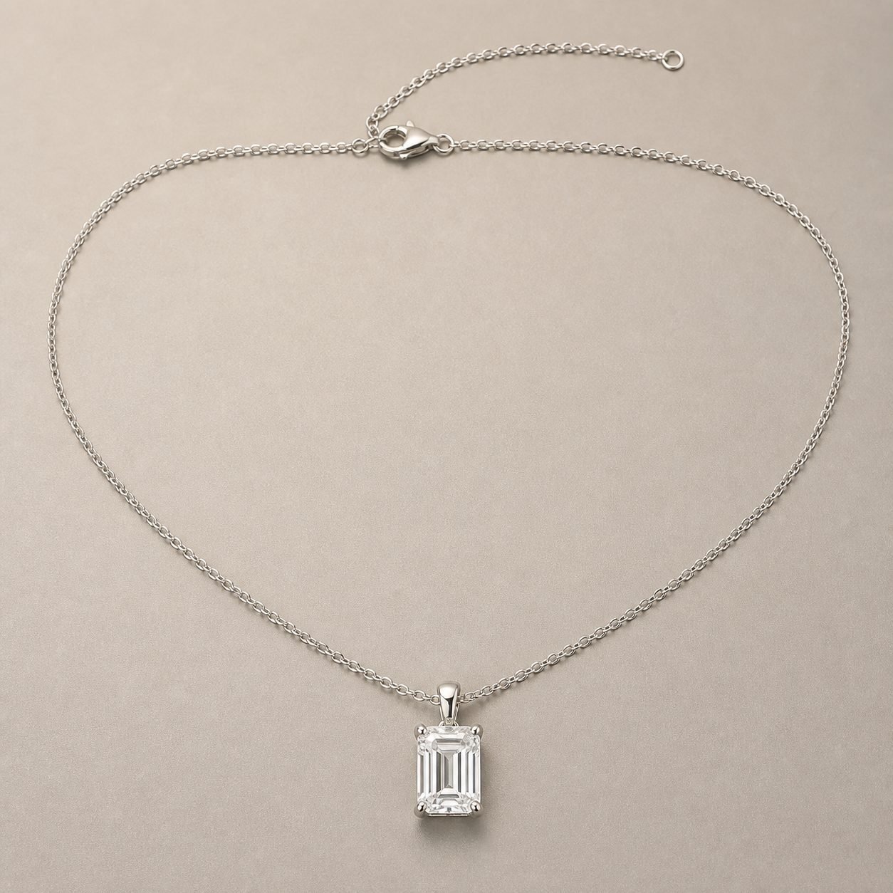 Wholesale Emerald Cut Moissanite Solitaire Pendant Necklace 925 Sterling Silver Vertical Fine Jewelry - P057 product image 1
