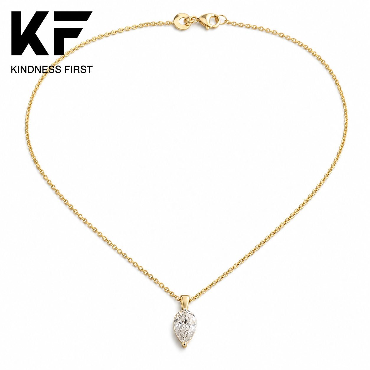 Wholesale Pear Cut Moissanite Solitaire Pendant Necklace Gold Tone 925 Sterling Silver Teardrop Jewelry view 3