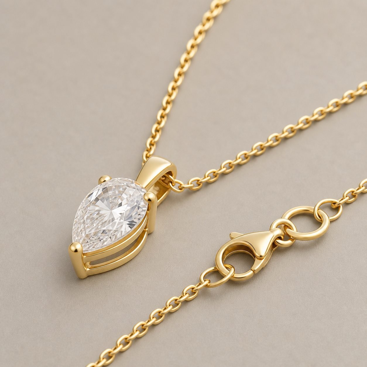 Wholesale Pear Cut Moissanite Solitaire Pendant Necklace Gold Tone 925 Sterling Silver Teardrop Jewelry view 4
