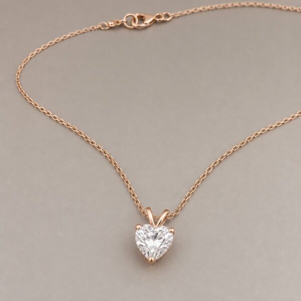 Wholesale Heart Cut Moissanite Solitaire Pendant Necklace Rose Gold Tone 925 Sterling Silver Jewelry - P060 product image 1