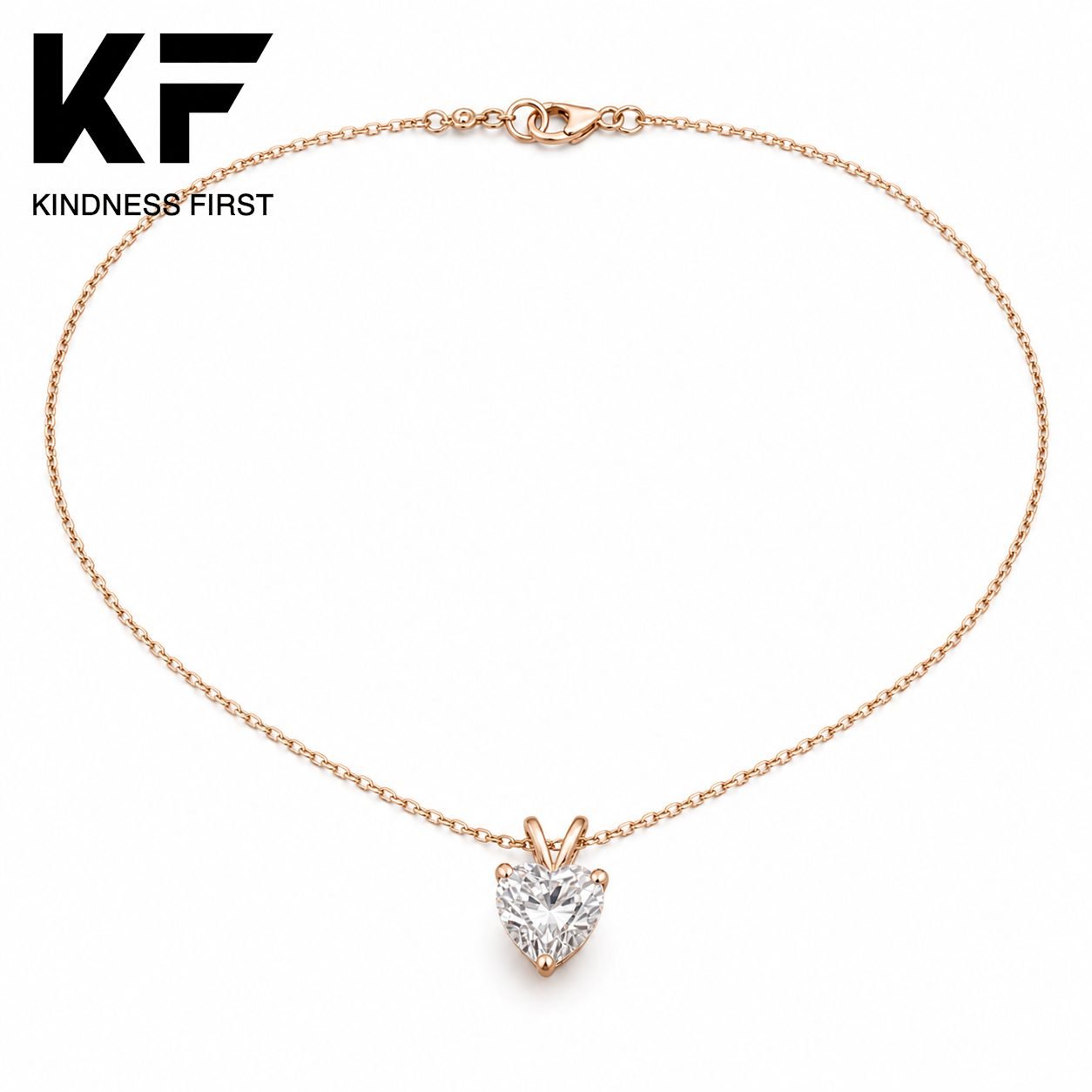 Wholesale Heart Cut Moissanite Solitaire Pendant Necklace Rose Gold Tone 925 Sterling Silver Jewelry view 3