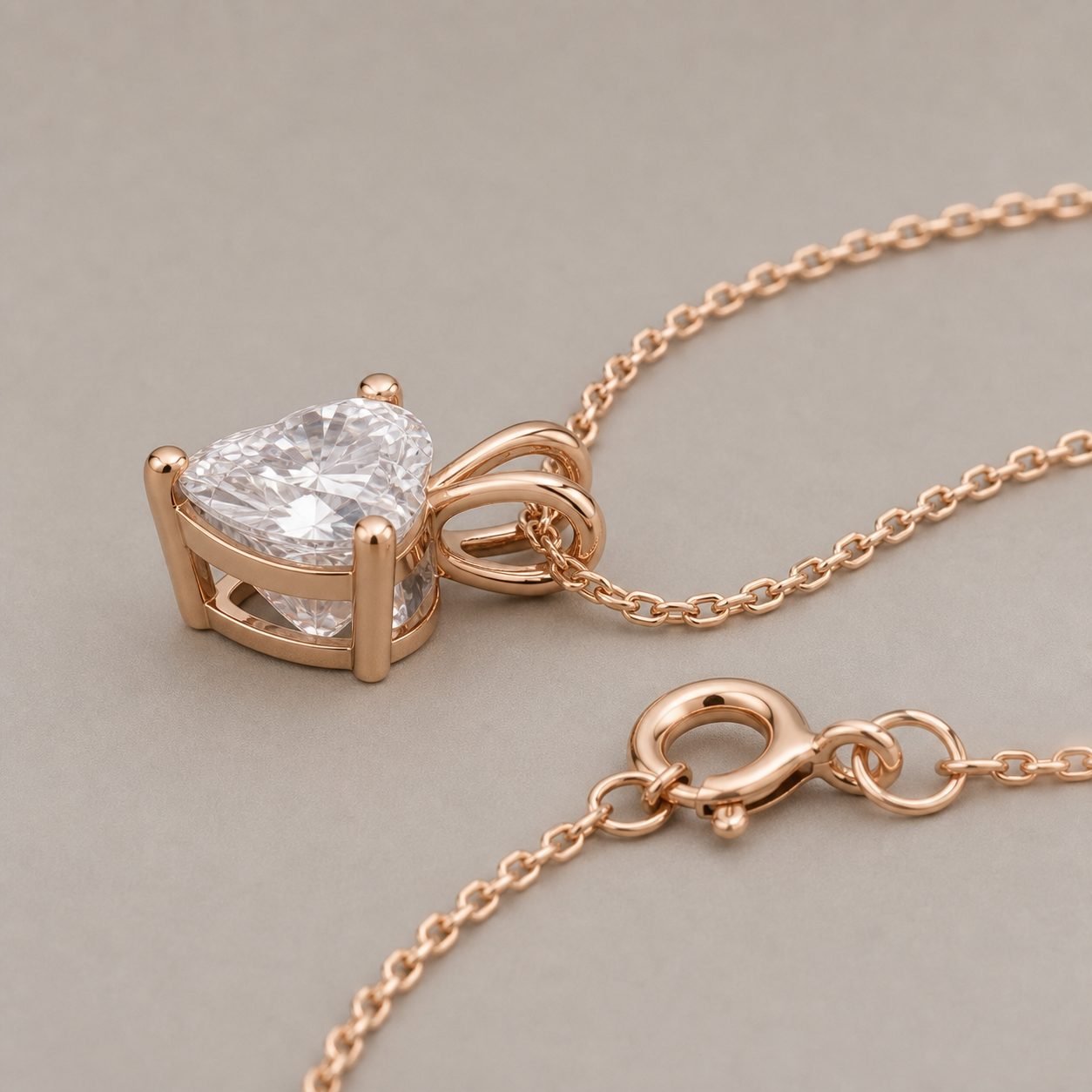 Wholesale Heart Cut Moissanite Solitaire Pendant Necklace Rose Gold Tone 925 Sterling Silver Jewelry view 4