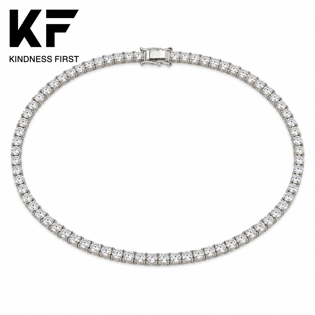 Wholesale 3mm Round Moissanite Tennis Necklace 925 Sterling Silver Fine Jewelry view 3