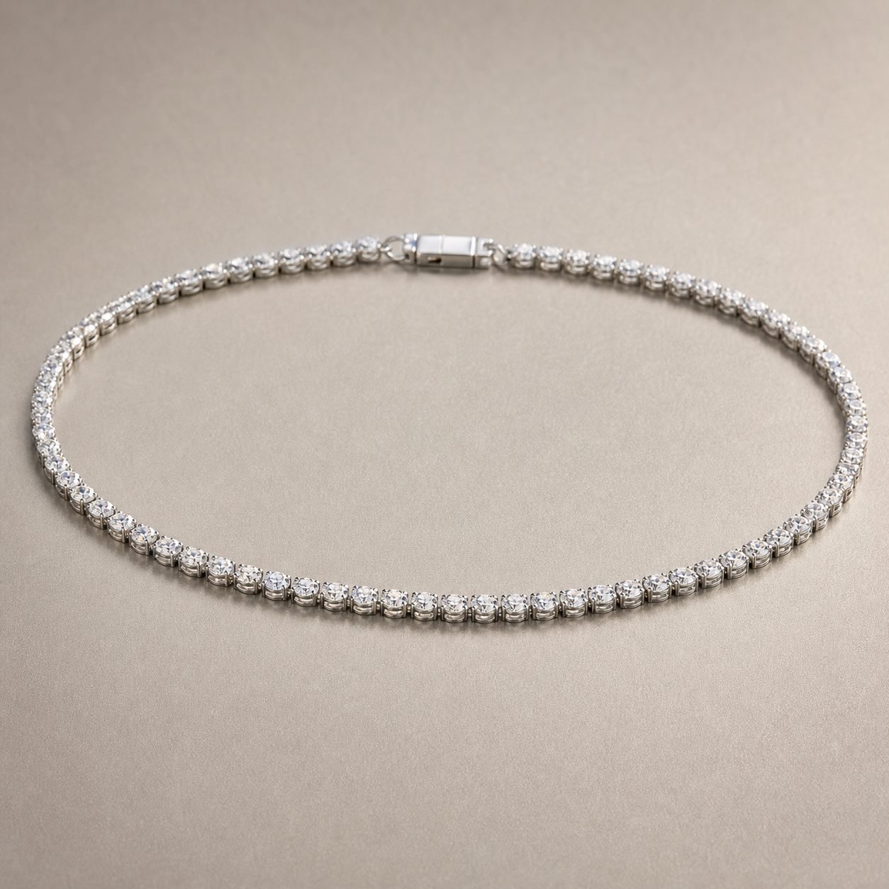 Wholesale 2mm Round Moissanite Tennis Choker Necklace 925 Sterling Silver Dainty Fine Jewelry - P063 product image 1