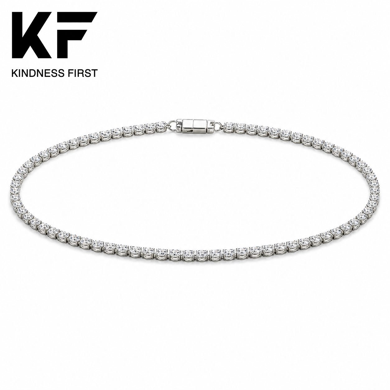 Wholesale 2mm Round Moissanite Tennis Choker Necklace 925 Sterling Silver Dainty Fine Jewelry view 3