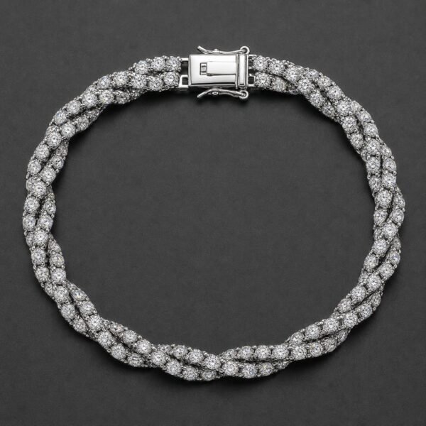 Wholesale 6mm Round Moissanite Rope Chain Necklace 925 Sterling Silver Fully Iced Out Mens Jewelry - P065 product image 1
