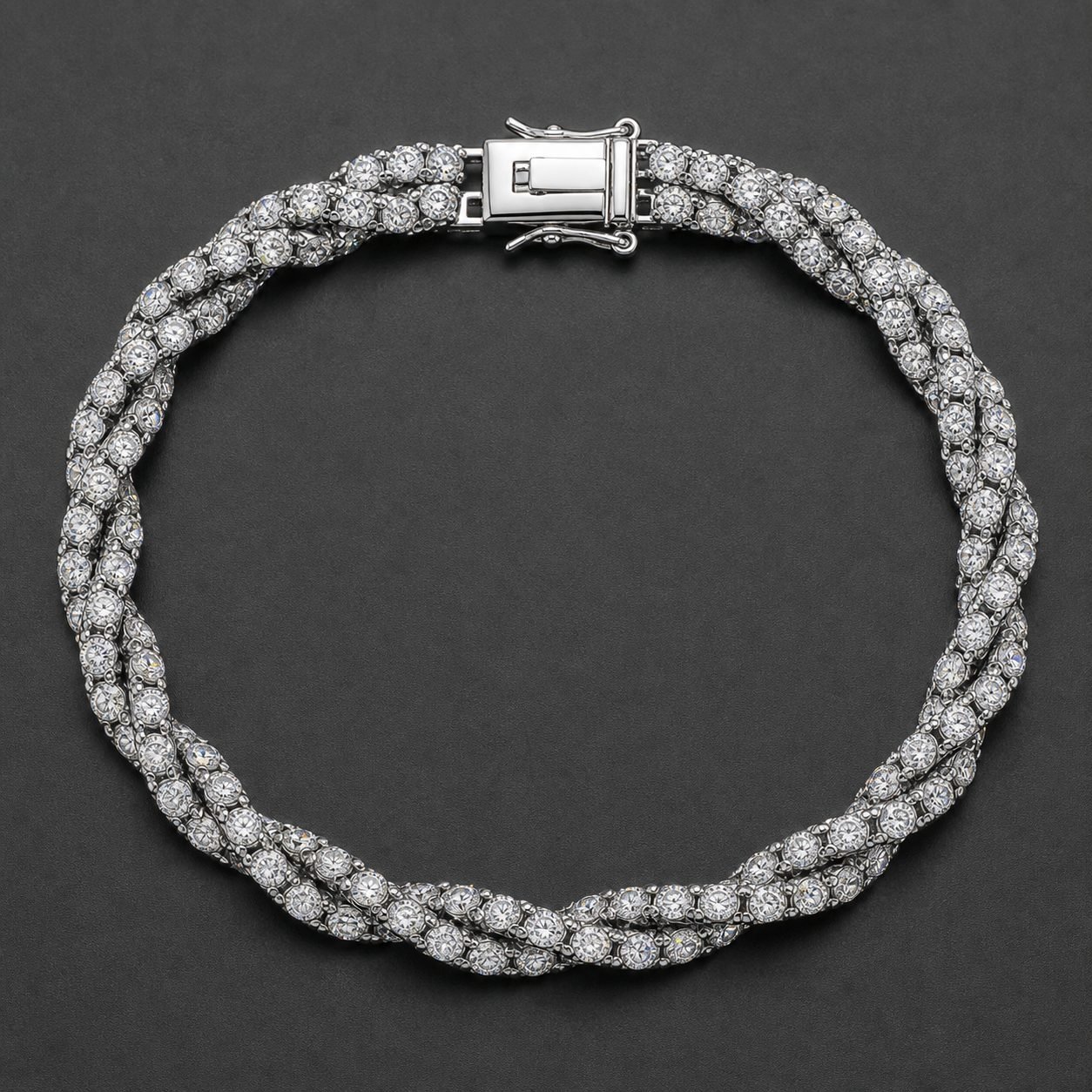 Wholesale 6mm Round Moissanite Rope Chain Necklace 925 Sterling Silver Fully Iced Out Mens Jewelry - P065 product image 1