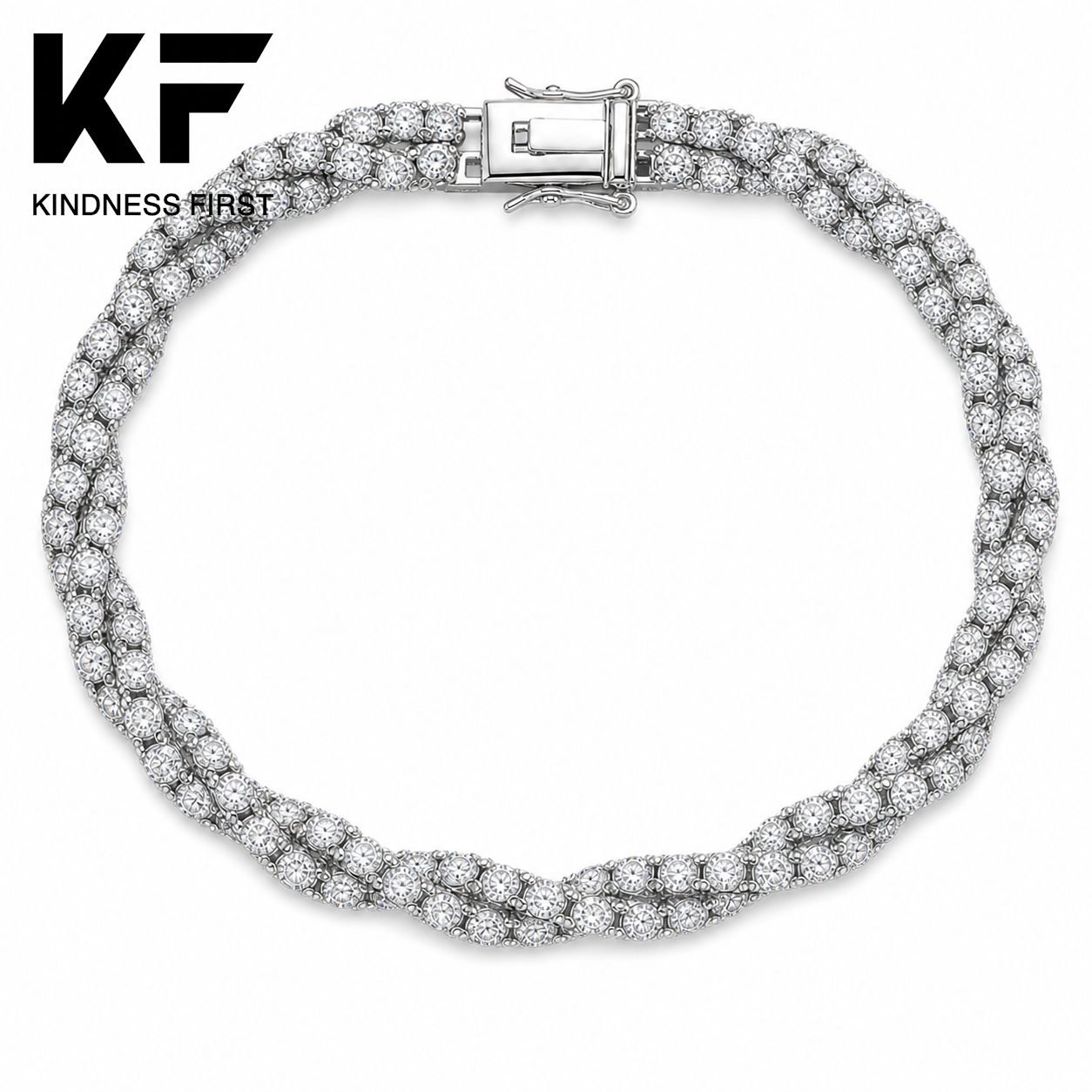 Wholesale 6mm Round Moissanite Rope Chain Necklace 925 Sterling Silver Fully Iced Out Mens Jewelry view 3