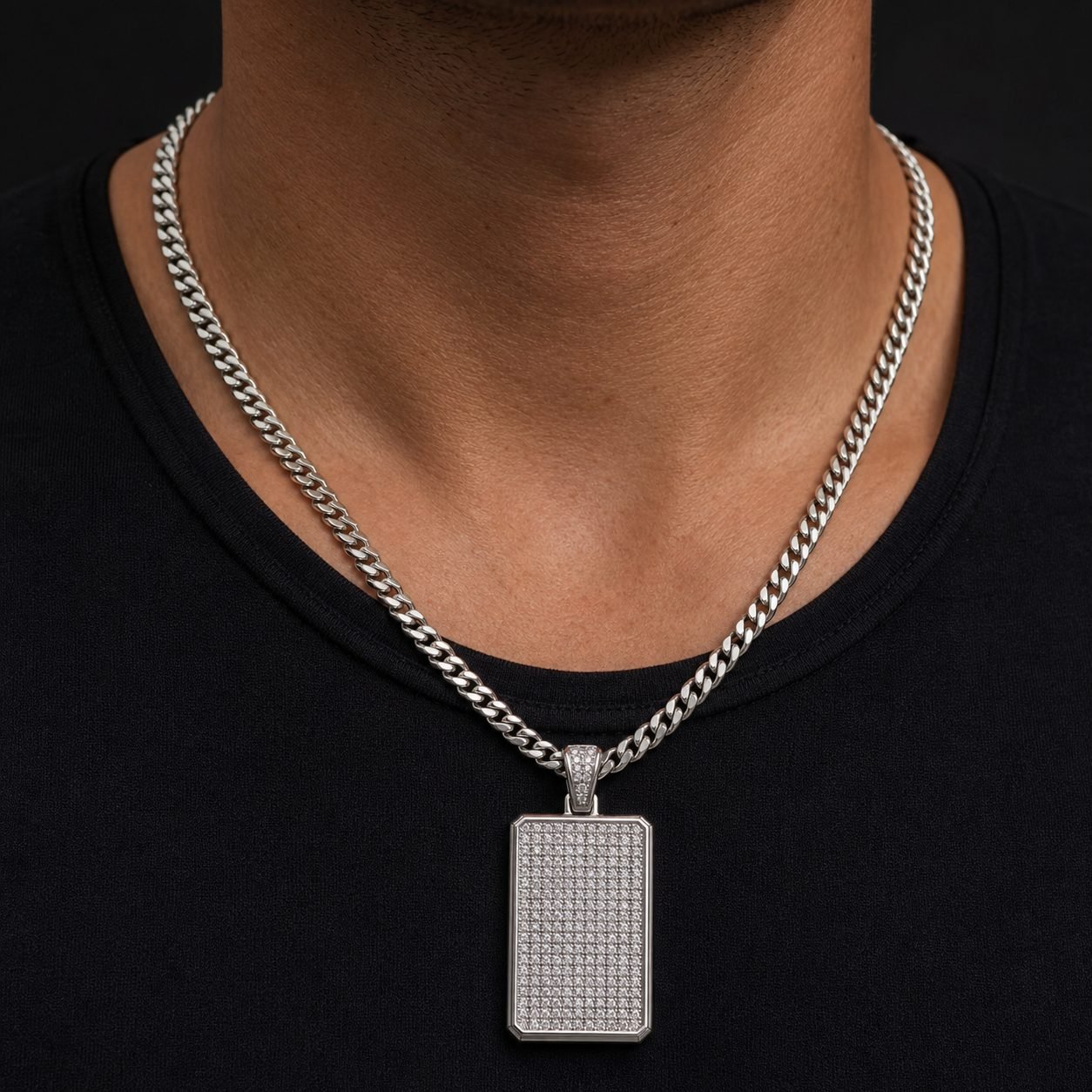 Wholesale Custom Moissanite Iced Out Dog Tag Pendant 925 Sterling Silver Mens Hip Hop Necklace view 2