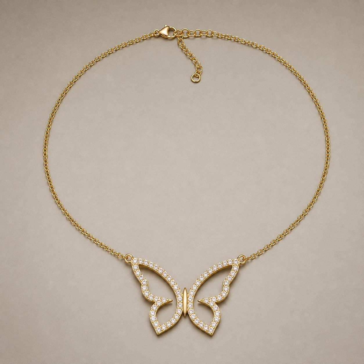 Wholesale Pave Moissanite Butterfly Pendant Necklace Gold Tone 925 Sterling Silver Women Jewelry - P068 product image 1