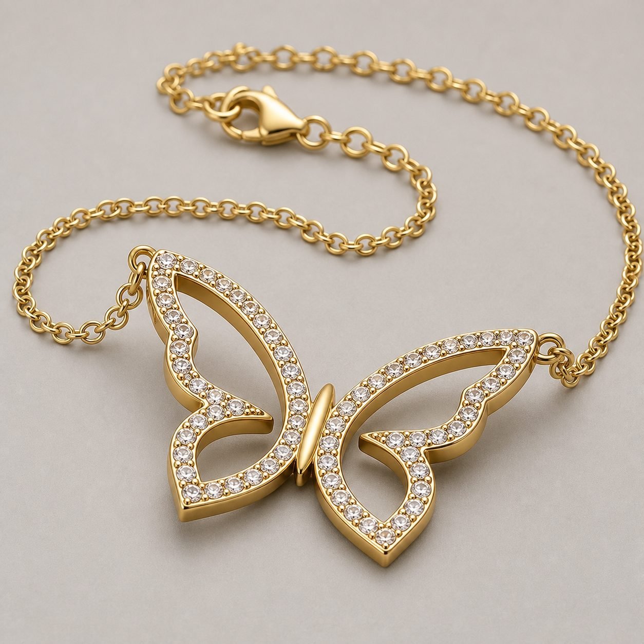 Wholesale Pave Moissanite Butterfly Pendant Necklace Gold Tone 925 Sterling Silver Women Jewelry view 4