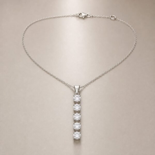 Wholesale Five Stone Moissanite Bar Pendant Necklace 925 Sterling Silver Vertical Fine Jewelry - P069 product image 1