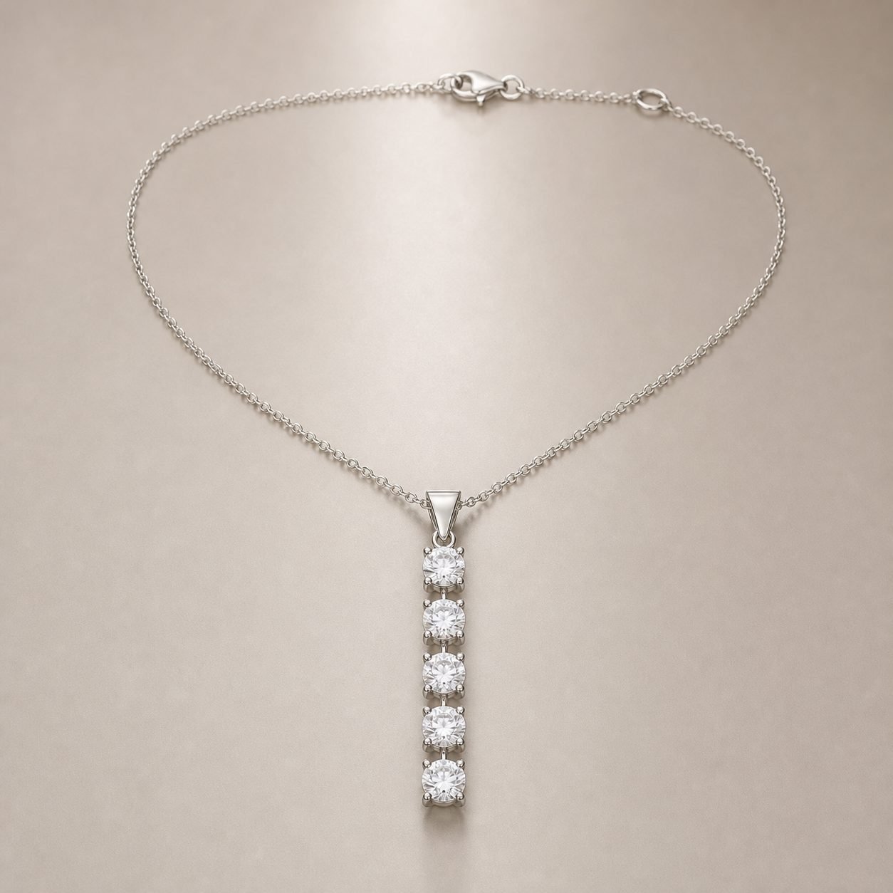 Wholesale Five Stone Moissanite Bar Pendant Necklace 925 Sterling Silver Vertical Fine Jewelry - P069 product image 1