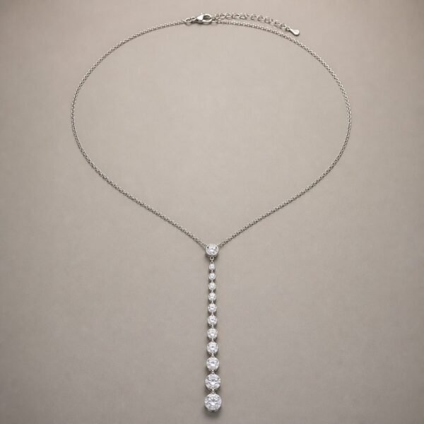 Wholesale Graduated Moissanite Y Necklace 925 Sterling Silver Lariat Bridal Fine Jewelry - P070 product image 1